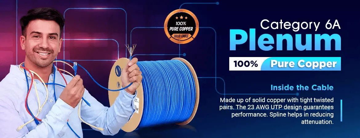 Bulk Cat6a Plenum Pure Copper 1000ft Cable image